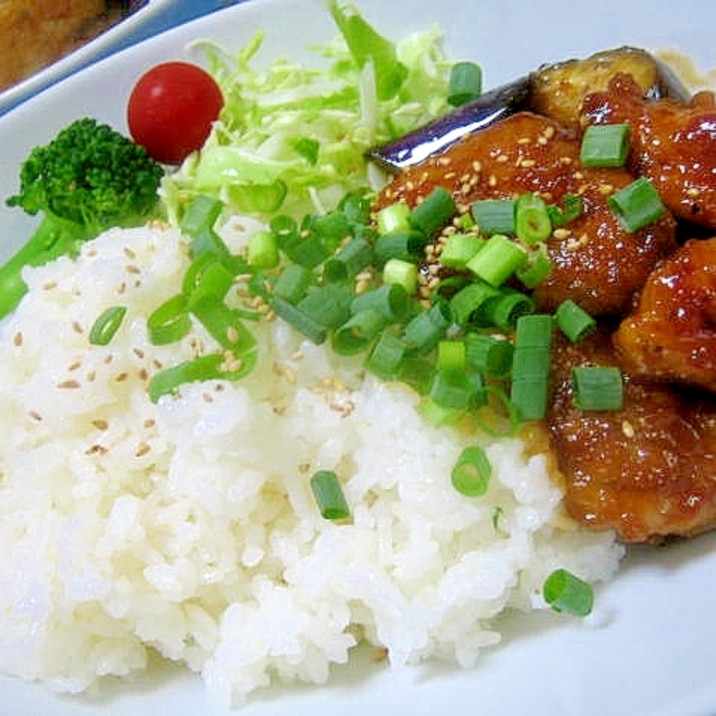 ワンプレートでカフェ風☆鶏肉と茄子のピリ辛炒め